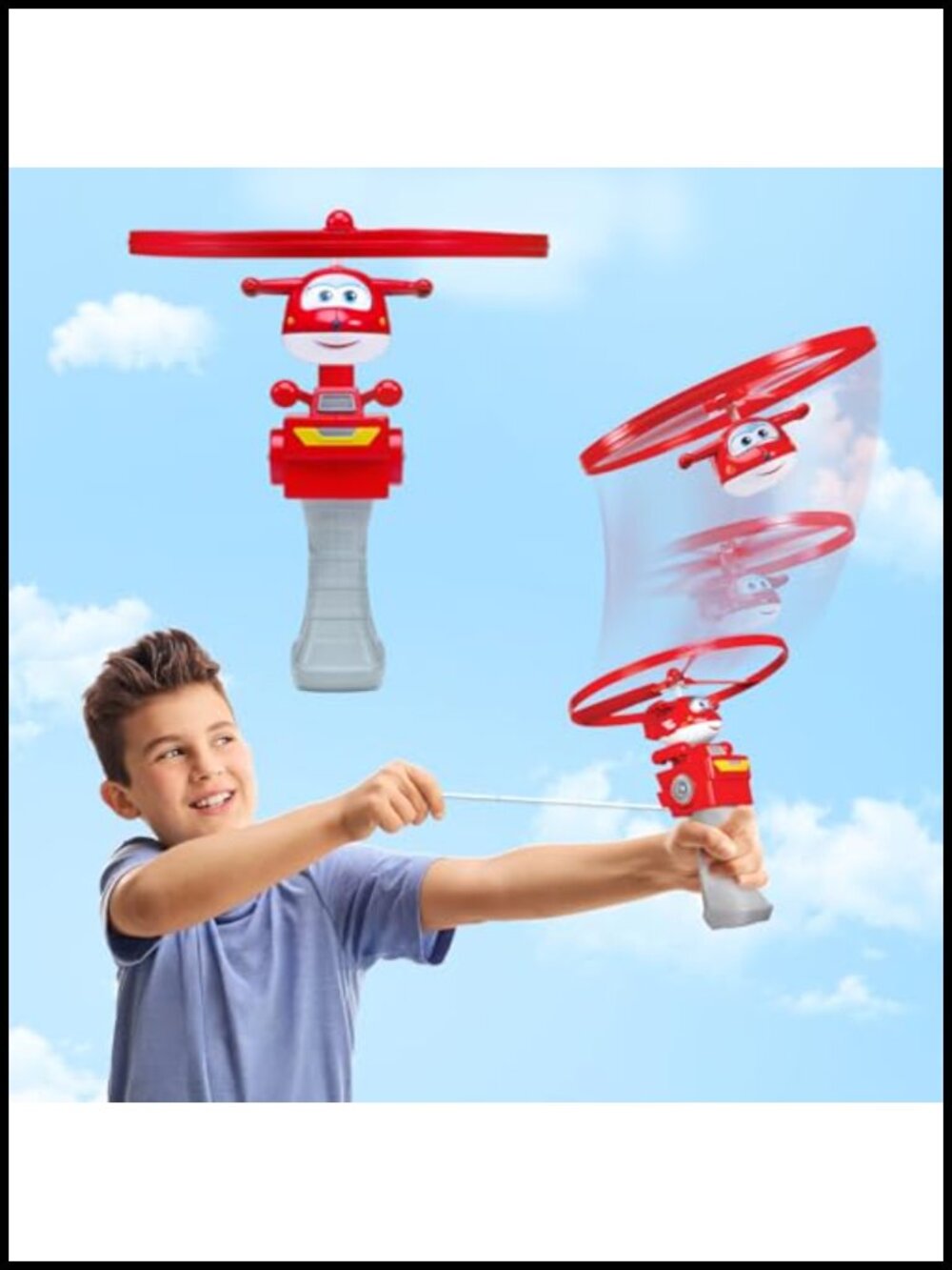 Super Wings High Flying Jett Airplane Toy Figure & Launcher Fly 20 Feet Kids